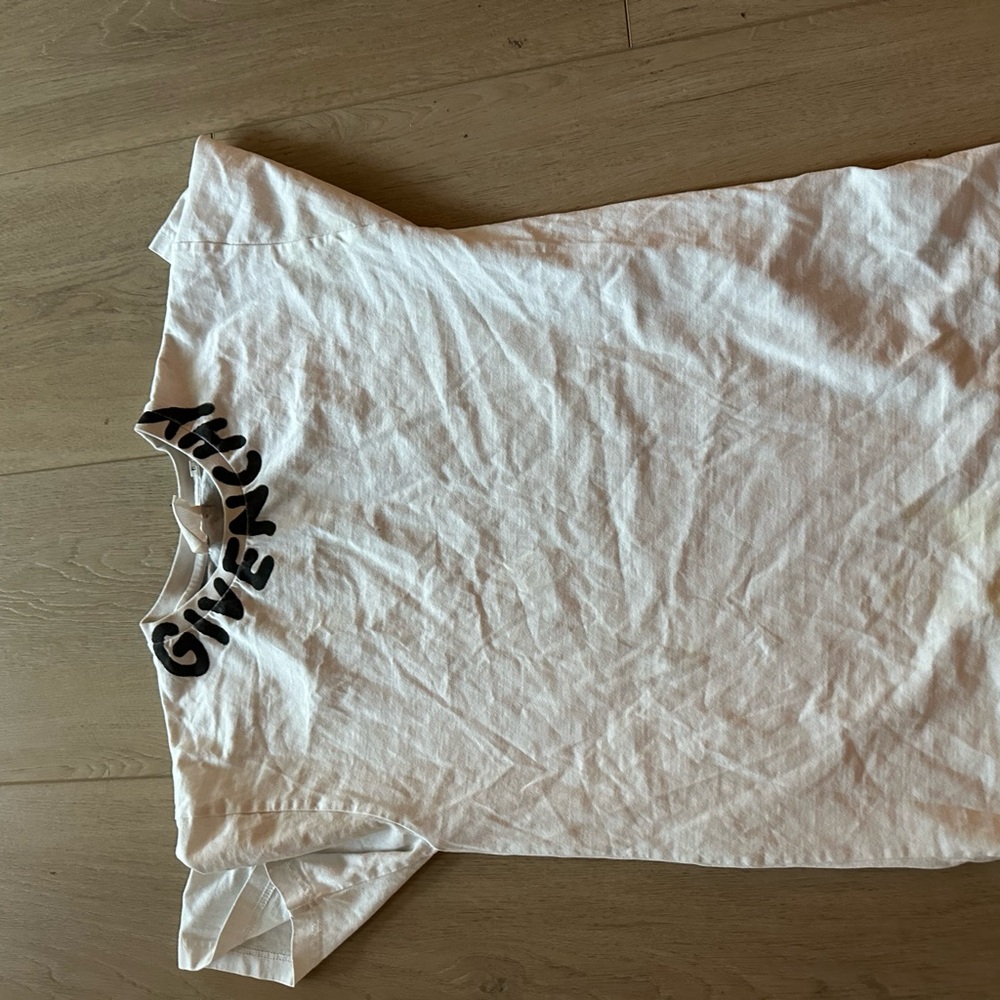 Givenchy White Tee with Black Lettering